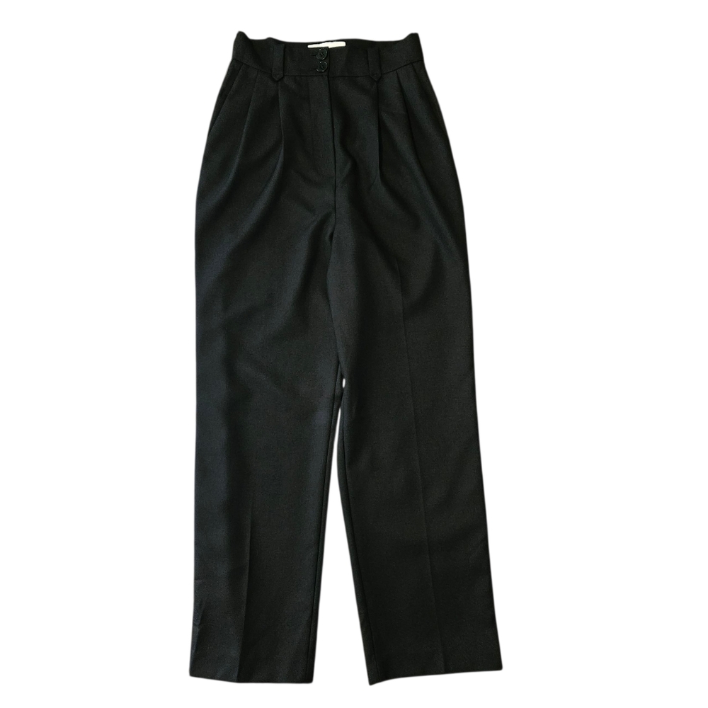 Racil Gentleman Cropped Pleated Wool Straight Leg Pants Black Size 34
